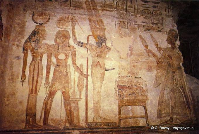 Mit Salat von König Amon, Min und Kamoutef, Vorraum des großen Tempels, Abu Simbel - Aegypten