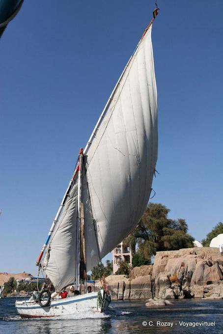 Felucca Segel Trapez wogenden, Assuan - Aegypten