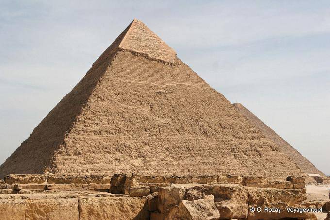 Panorama aus dem Süden, Khafras Pyramide, Giza - Aegypten