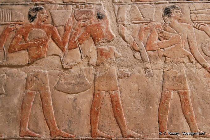 Prozession der Männer, die Opfer, Fresko, Mastaba von Mereruka, Sakkara - Aegypten