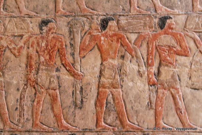 Frieze in Originalfarben lackiert, Mastaba von Mereruka, Sakkara - Aegypten