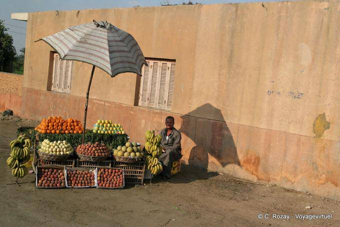 Kleine Obstmarkt am Rande der Straße, Saqqara, Kairo - Aegypten