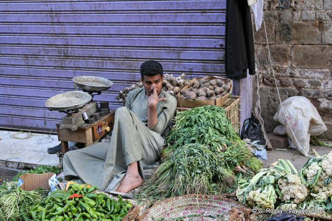 Entspannung der Gemüsehändler, Markt Luxor - Aegypten