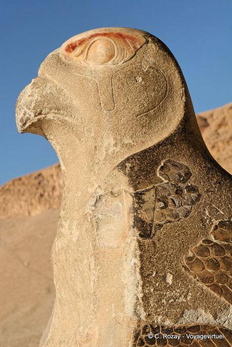 Kopf einer riesigen Statue des Horus, Tempel der Hatschepsut - Aegypten