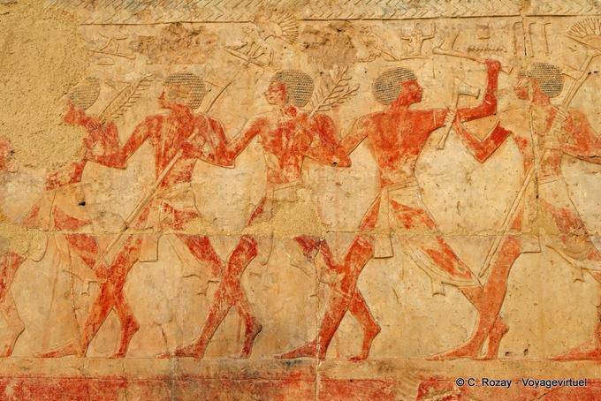 Prozession in der Kapelle der Hathor, der Patronin der Nekropole, Tempel der Hatschepsut - Aegypten