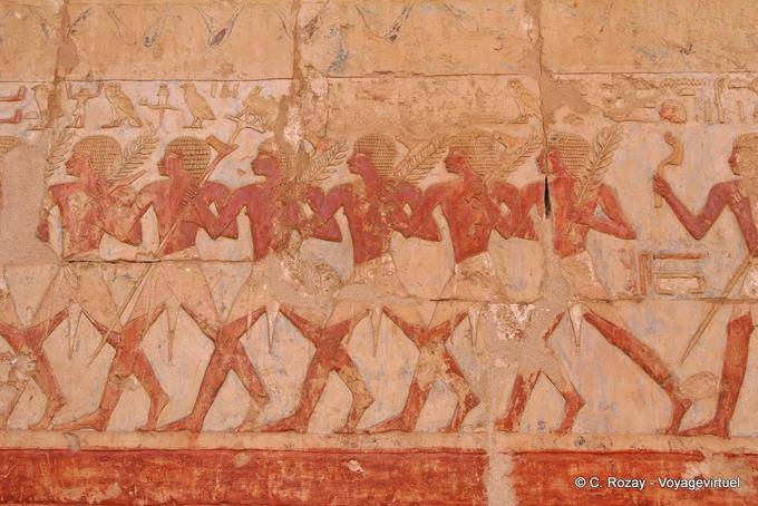 Parade der Soldaten aus Theben, Fresko in der Kapelle der Hathor, Hatschepsut - Aegypten