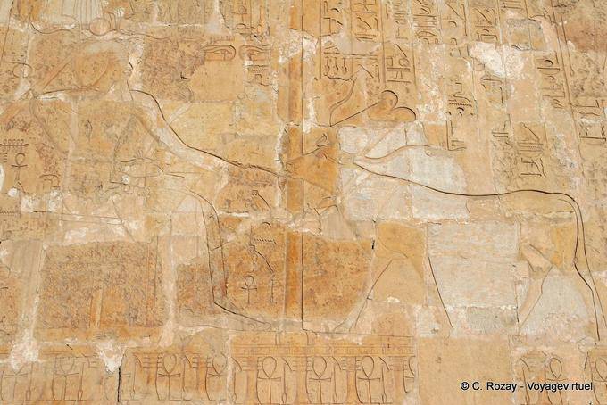 Vertretung Hathor Kuh leckt die Hand des Pharao, Hatschepsut-Tempel - Aegypten