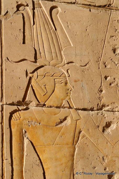 Pharao Gehrung Krone Atef, Erleichterung, Tempel der Hatschepsut - Aegypten