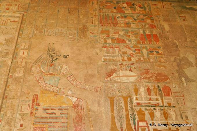 Anubis Fresko vor einem Opfertisch, Hatschepsut-Tempel - Aegypten