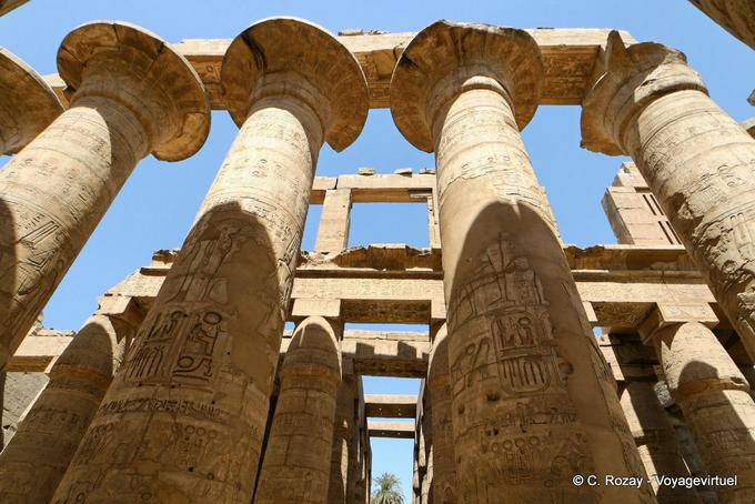 Papyrus Sonnenschirme, Säulenhalle, Karnak-Tempel - Aegypten