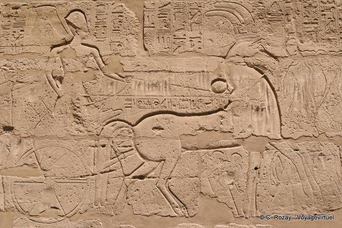 Pharao Fresko seinen Wagen, Karnak-Tempel - Aegypten