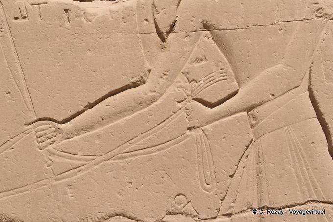Fragment der Erleichterung, der Arm hält die Zügel, Karnak-Tempel - Aegypten