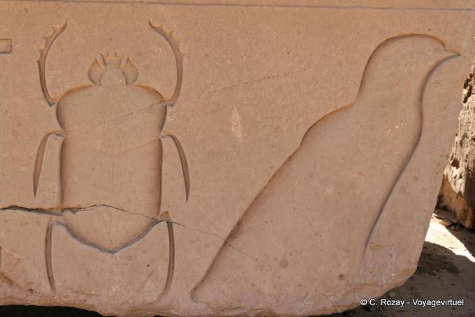Käfer und Vogel, Einbauhilfe, Karnak-Tempel - Aegypten