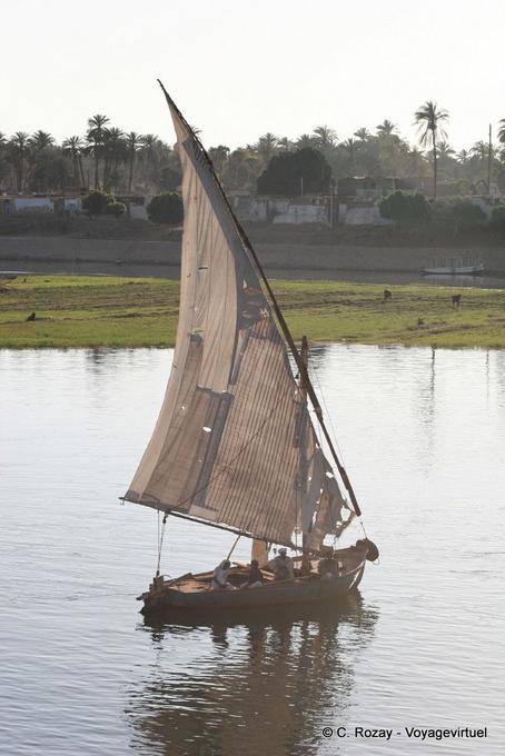 Felucca Segeln mit gepatchten, Nil - Aegypten
