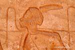 Fragment von einem Fries der Sonnentempel von Ramses II (Nahaufnahme), Abu Simbel, Ägypten.