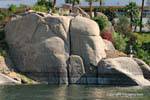 Elefant geformten Felsen, der Insel Elephantine (Abu), Assuan, Ägypten.