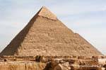 Panorama aus dem Süden, Khafras Pyramide, Giza, Ägypten.