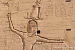 Pharao Ptolemaios XII in Feinden an den Haaren, Erleichterung Pylon, Edfu Tempel, Ägypten.