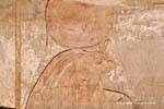 Farbe bleibt einer Solar Horus, Edfu Tempel, Ägypten.