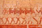 Parade der Soldaten aus Theben, Fresko in der Kapelle der Hathor, Hatschepsut, Ägypten.