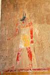 Farbdarstellung von Anubis, der Gott Grab Meister der Friedhöfe und Einbalsamierer, Hatschepsut-Tempel, Ägypten.