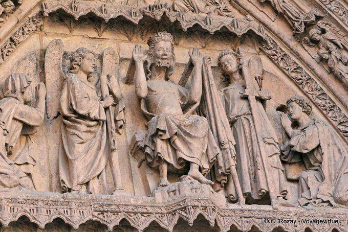 Detail der Portada de la Virgen Blanca del Juicio o Finale, Kathedrale von León - Spanien