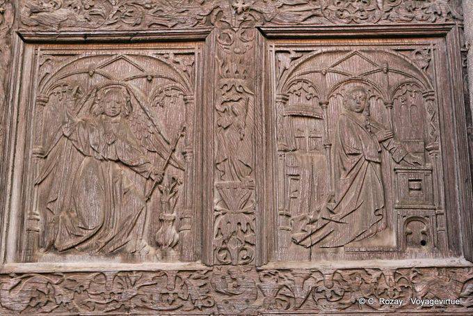 Bas-Relief auf einer Holztür, Kathedrale León - Spanien