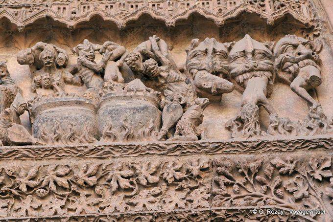 Szene aus der Hölle, Töpfe und Teufel, Kathedrale León - Spanien