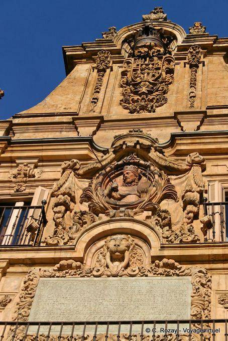 Salamanca, close-up auf einem Detail der Plaza Mayor - Spanien