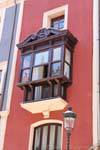 Typische Holzbalkon, Burgos, Spanien.