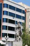 Burgos, Statue Margin Angolines, Plaza Primo de Rivera, Spanien.
