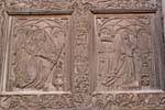 Bas-Relief auf einer Holztür, Kathedrale León, Spanien.