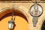 Das Medaillon von Philip II, der Plaza Mayor, Salamanca, Spanien.