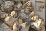 Detail einer Skulptur auf der Plaza del Pilar, Zaragoza, Spanien.