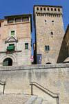 Torreon de Lozoya, von der Plaza San Martin, Segovia gesehen, Spanien.