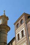 Fassadendekoration , Plaza San Martin, Segovia, Spanien.