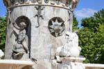 Detail des Brunnens, der Plaza San Antonio, Aranjuez, Spanien.