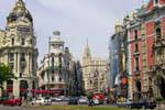Madrid, Calle Alcala, Gran Via, Auto Zaum, Spanien.