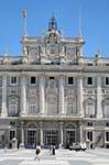 Haupteingang von der Calle Bailen, Palacio Real, Madrid, Spanien.
