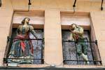 Romantik im Fenster auf dem Paseo del Prado, Madrid, Spanien.