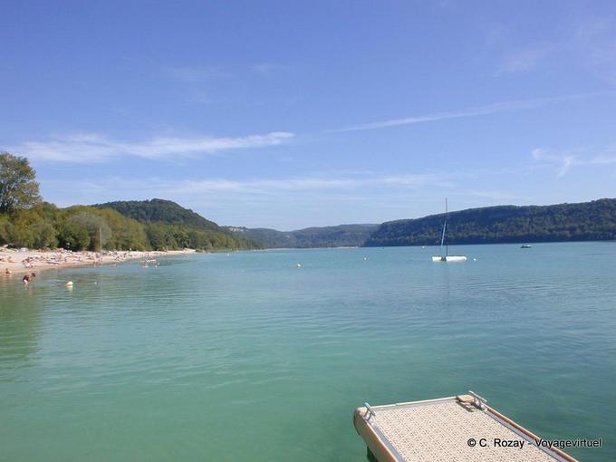 Chalain vom Ponton Pergola, Franche-Comté zu sehen, Frankreich