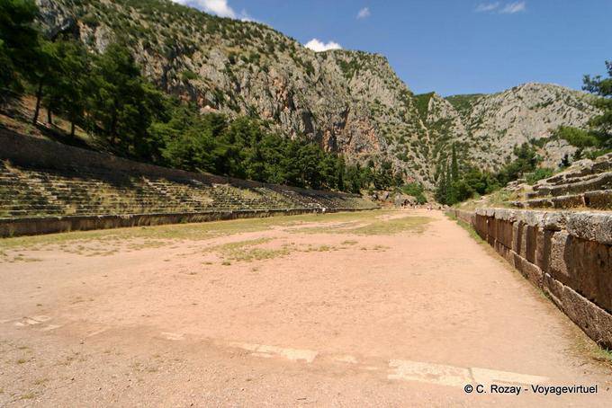 Panorama des Stadions, Delphi - Griechenland