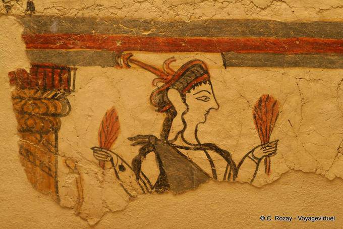 Lady von Mykene, Fresko, das Archäologische Museum von Mykene - Griechenland