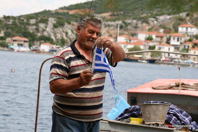 Fisherman griechische Flagge, Trikeri Agia Kyriaki - Griechenland