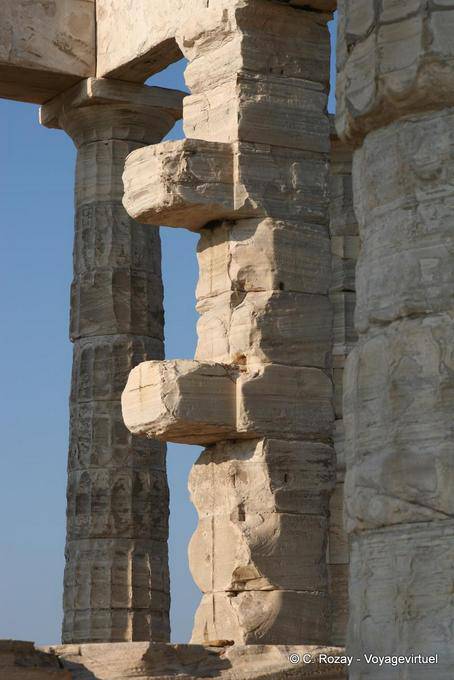 Architektonisches Detail der Tempel von Poseidon, Sounion - Griechenland