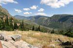 Panorama auf die umliegenden Berge, Delphi, Griechenland.