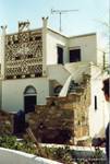 Verzierung eines typischen Kykladen Taube, Tinos, Griechenland.