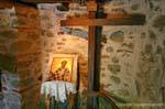 Kreuz und Ikone, Agios Nikolaos Anapafsas Kloster, Meteora, Griechenland.