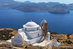 Milos, Plaka, Blick auf die Kirche Panagia Thalassitra, Griechenland.