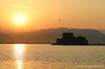 Nafplion, Sonnenuntergang auf dem Bourtzi, Griechenland.